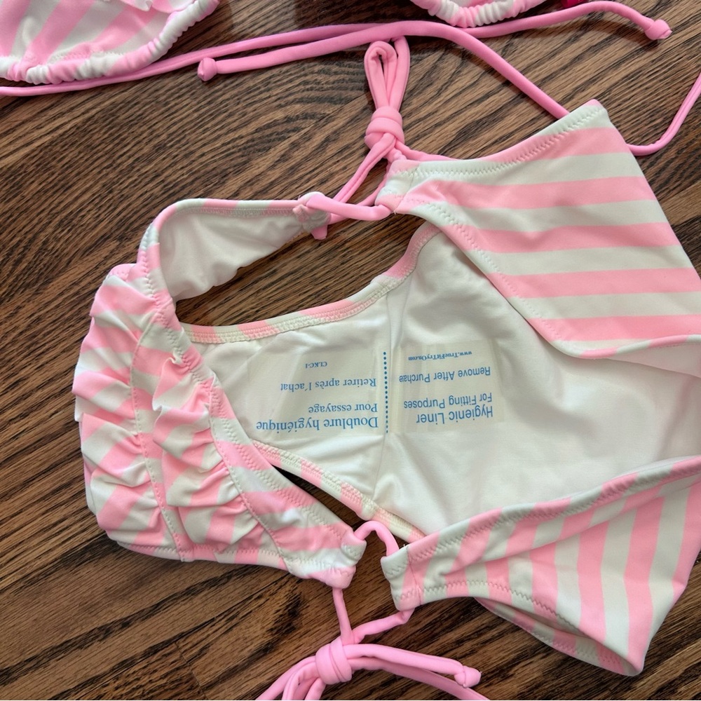 Victoria's Secret NWOT medium bikini pink white ruffle double string - Picture 4 of 10